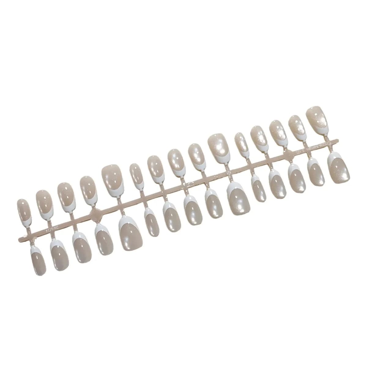 Unghie Finte Adesive French White Cat Eye Corte Ovali, 30 Pezzi