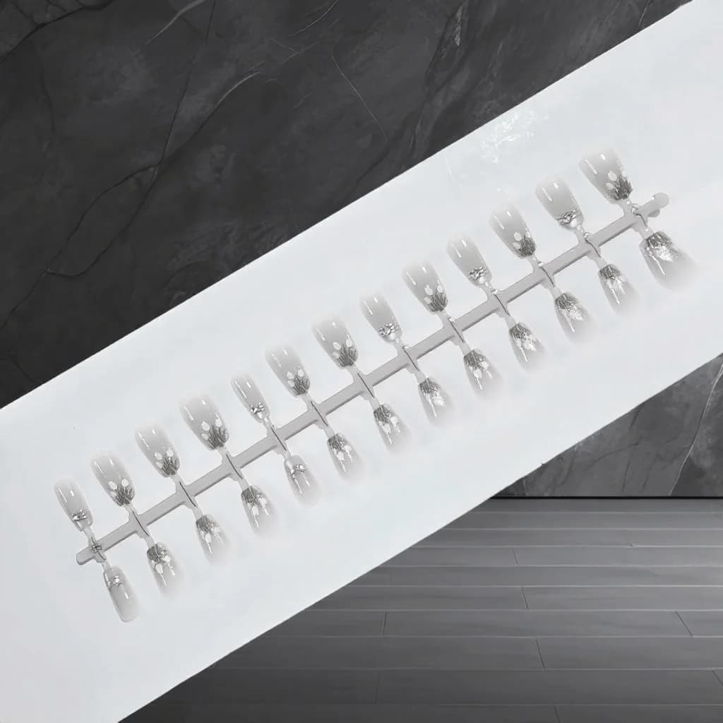 Unghie Finte Floreali con Tulipani, Design Rosa Glitter, 30 Pezzi
