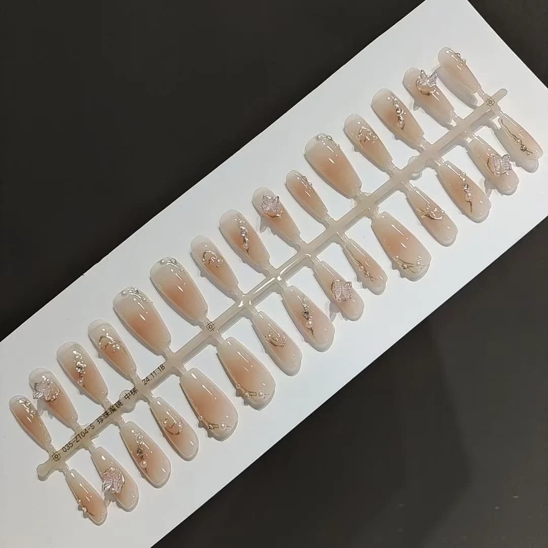 Unghie Finte Adesive 3D con Farfalle, 30 Pezzi, Riutilizzabili