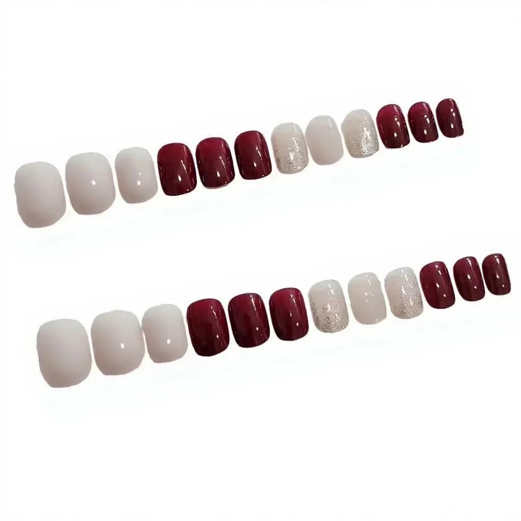 Set di Unghie Finte Rosse 24 Pezzi Stile Semplice ed Elegante