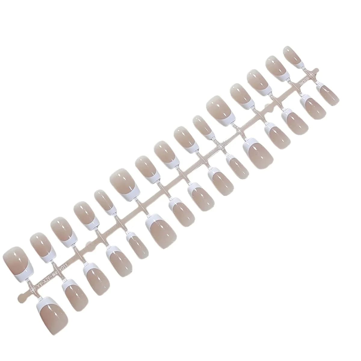 Unghie Finte Adesive Corte French Tip Look Nude Naturale Uso Quotidiano
