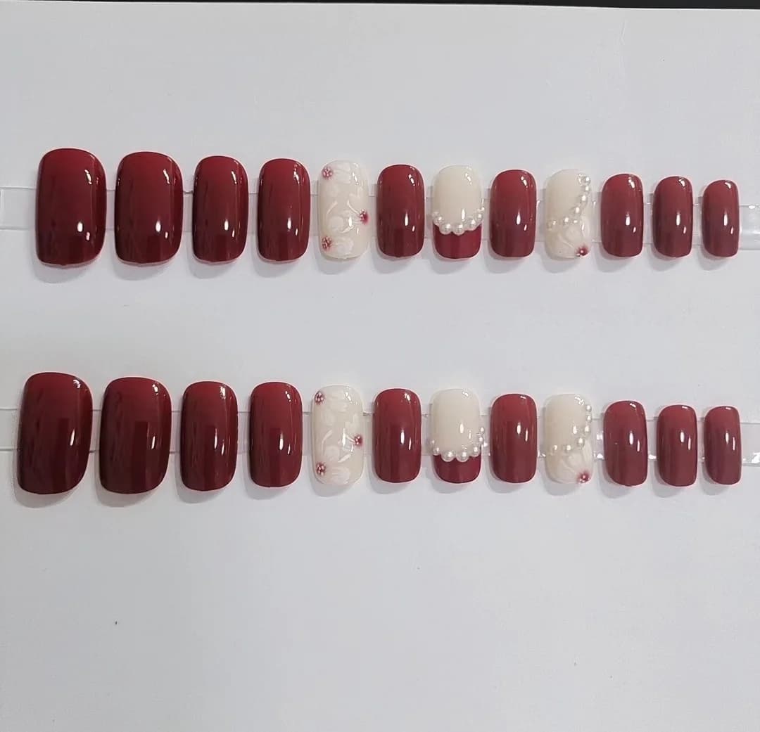 Unghie Finte Medie Rosse Stile Lolita Dolce