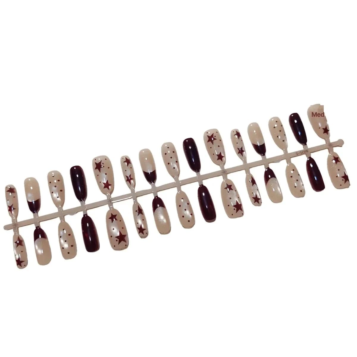 Unghie Finte Occhio di Gatto Marroni con Stelle e Pois