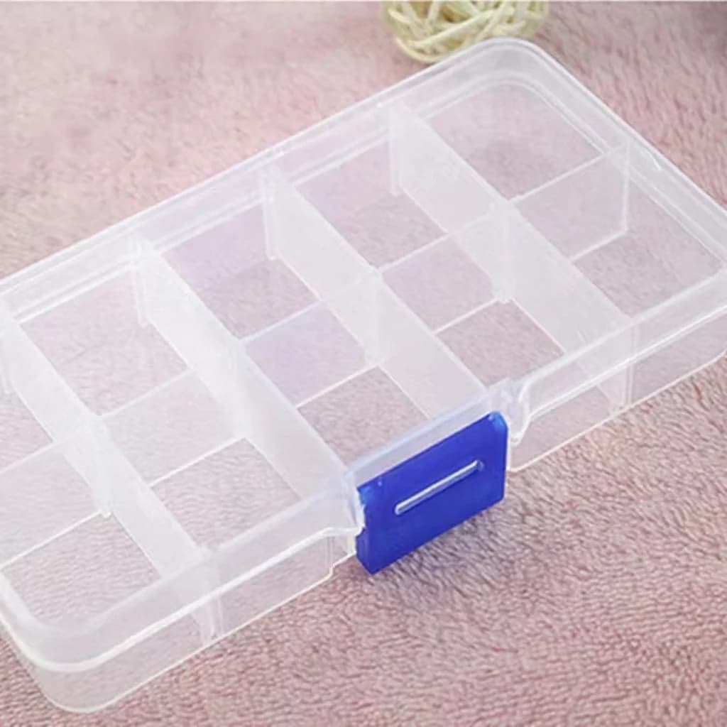 Scatola organizer trasparente in plastica a 10 scomparti per gemme e strumenti per nail art