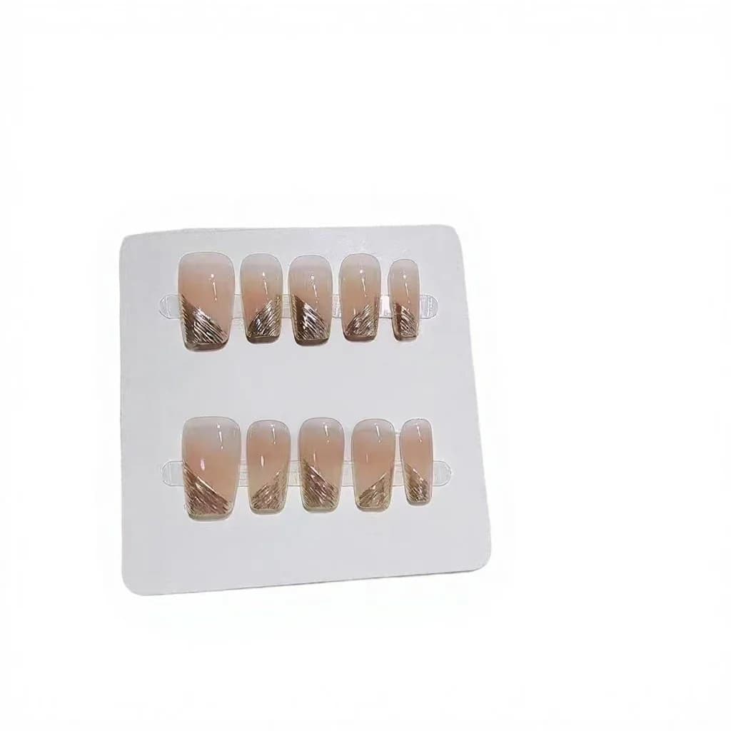 Unghie Finte French Diagonali Corte Quadrate, 10 Pezzi