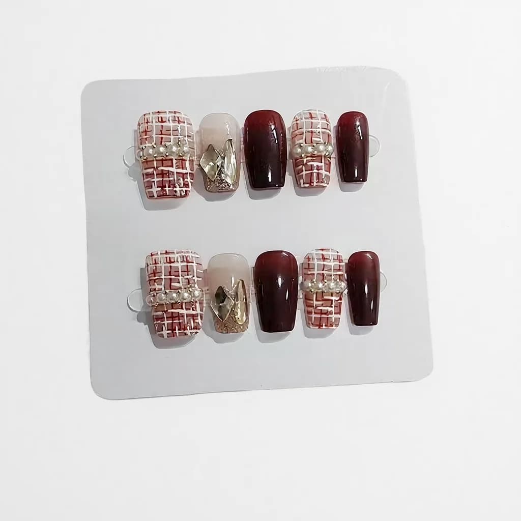 Unghie Finte Texture Tweed Occhio di Gatto Glitter Corte Quadrate