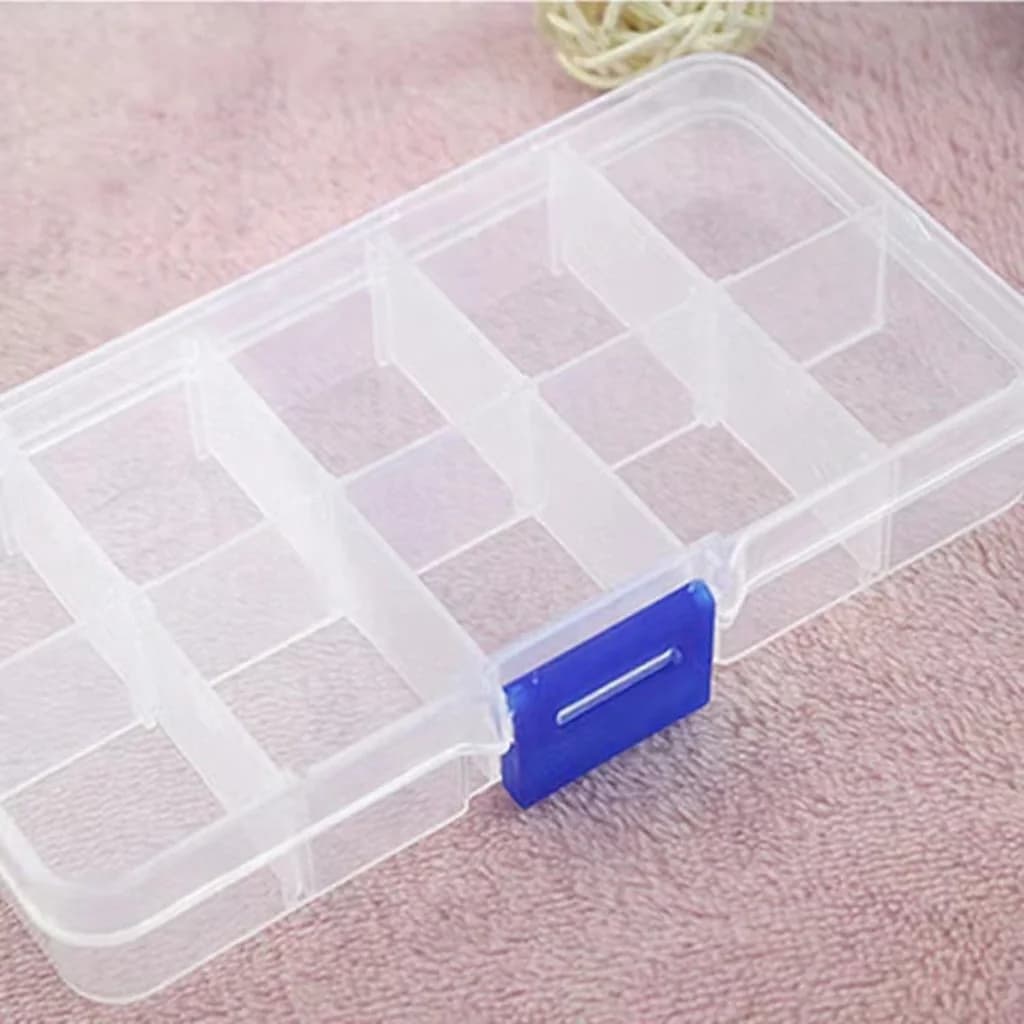 Scatola organizer trasparente in plastica a 10 scomparti per gemme e strumenti per nail art
