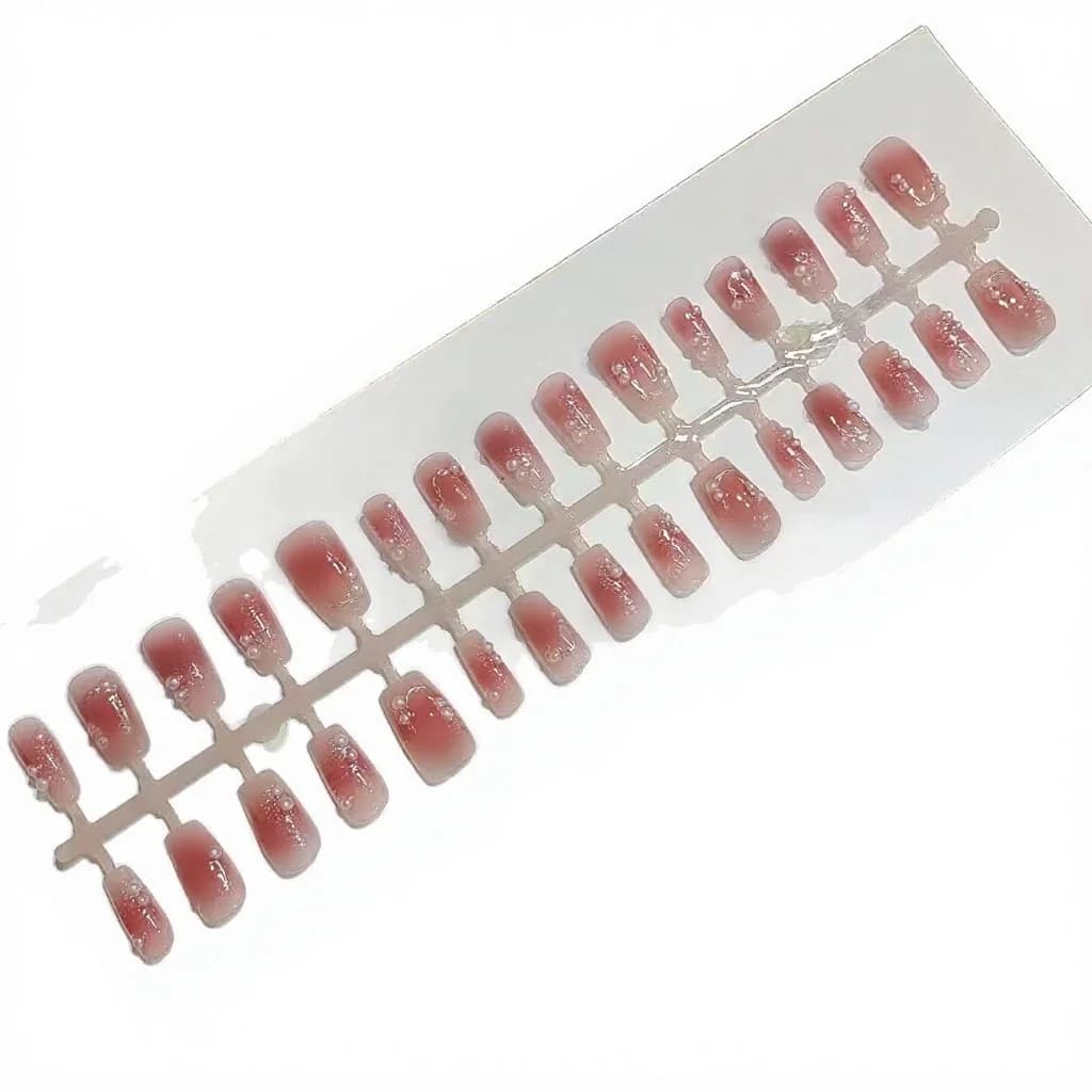 Unghie Finte Corte a Bara Design Floreale Farfalla Sfumatura Prugna e Rosato 30 Pezzi
