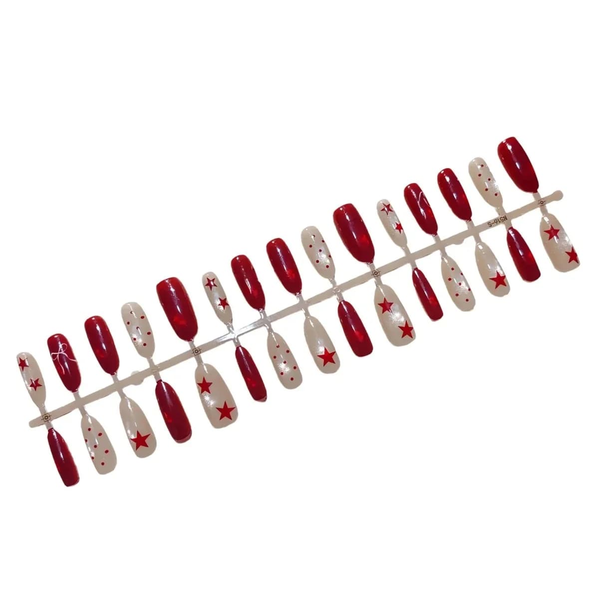 Unghie Finte Cat Eye Rosso Vino Stellato, Forma Ovale Media