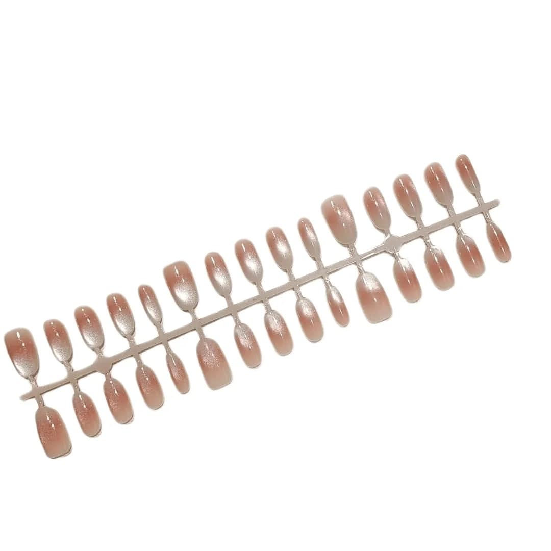 Unghie Applicabili Ovali Corte/Medie Cat Eye Arancio Rosa