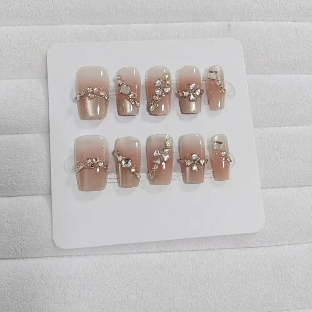 Unghie Finte con Strass e Motivo a Stella, Set da 30 Pezzi