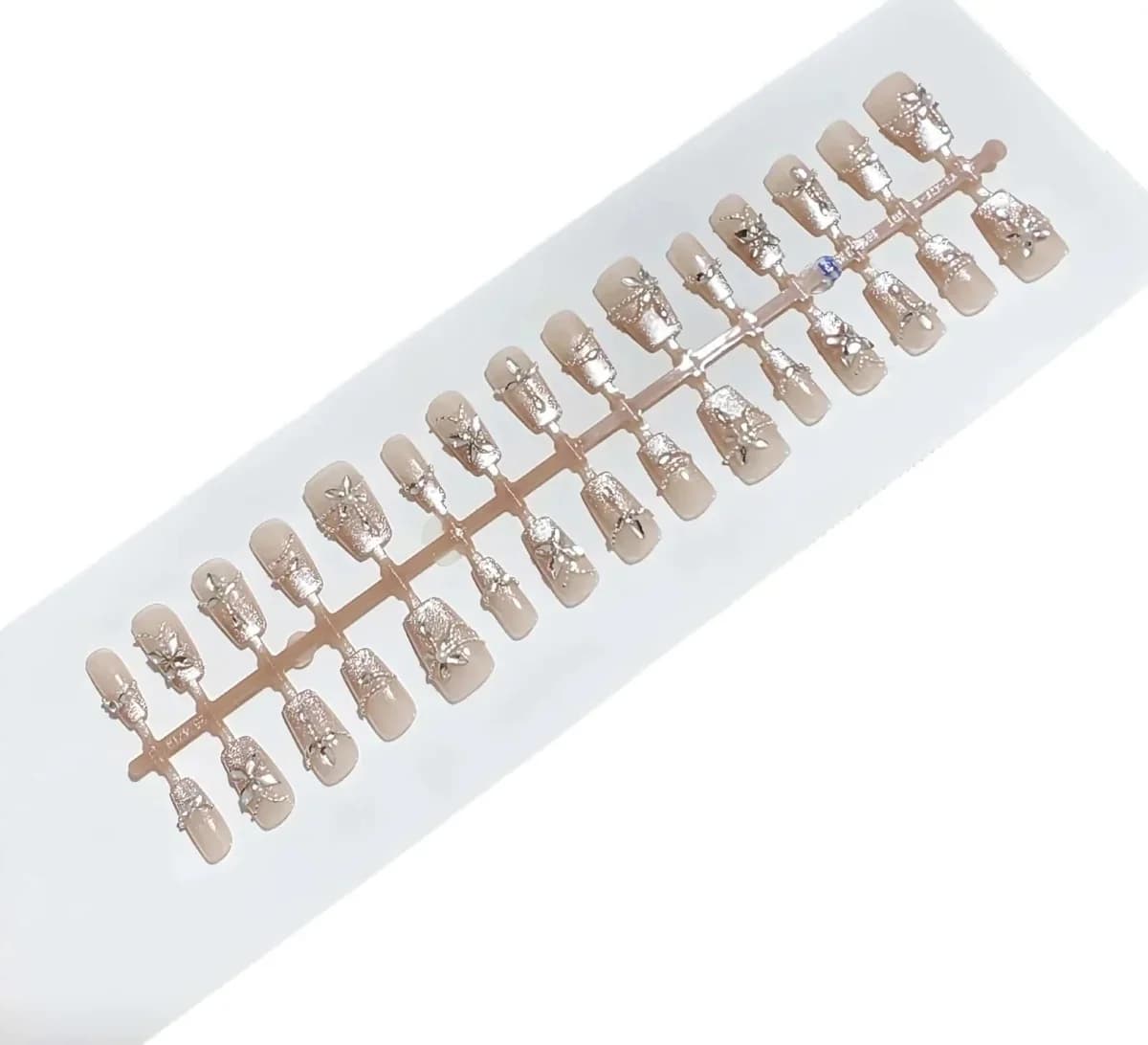 Unghie Finte Farfalla Cristallo di Ghiaccio con Strass, Set Manicure Glitter