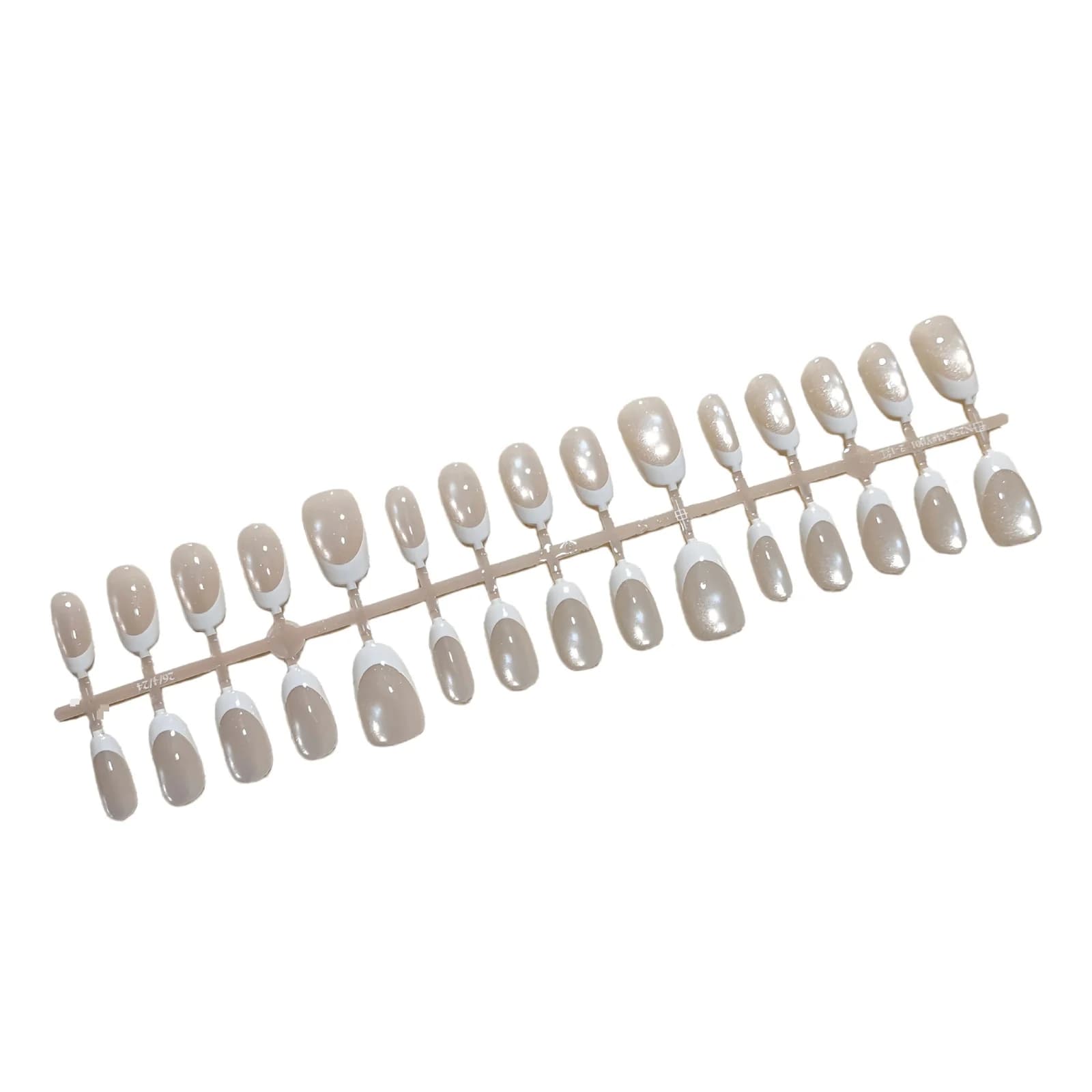 Unghie Finte Adesive French White Cat Eye Corte Ovali, 30 Pezzi