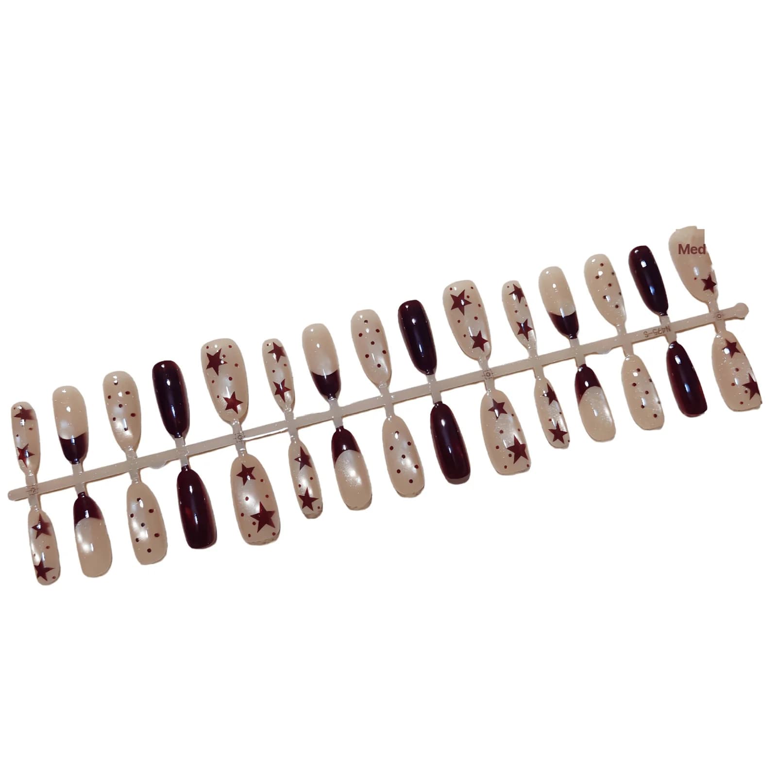 Unghie Finte Occhio di Gatto Marroni con Stelle e Pois