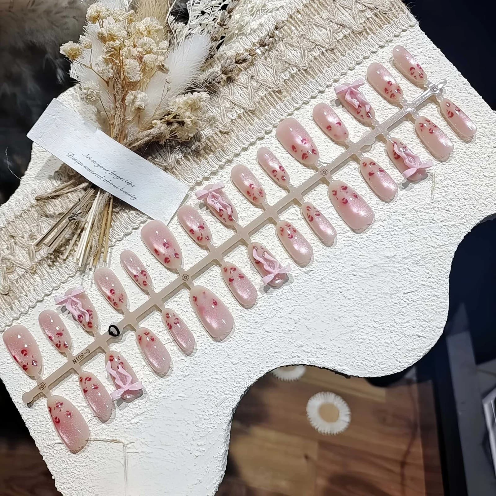 Unghie Finte Occhio di Gatto Leopardo Rosa, Forma Ovale Media